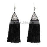 Bohemian Jewelry Vintage Alloy Cap Long Colorful Tassel Charms Earrings for Women thumbnail-4