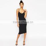 Womens Spaghetti Strap Fancy Midi Cami Fancy Dress, Bodycon Black and White Fancy Dress thumbnail-1