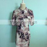China Factory Cheap Woven Garment Custom Longline Fashion Woman Short Sleeve Latest Blouse Design 2016 thumbnail-1