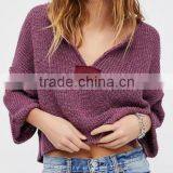 Runwaylover 127 New Style 2017 Ladies Deep V-Neck Loose Knitted T-Shirts thumbnail-3