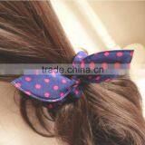 Fashion Rabit Ears Elastic HairBands Dot Print Chiffon Hair Ring thumbnail-5