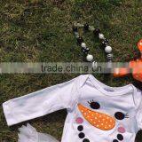 Baby Clothes Winter Boutique Smiling Face Baby Rompers White Tutu Dress Long-sleeve Girls Matching Necklace and Bow Jump Suits thumbnail-3