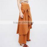 High Rise Fit Cotton Blend Skirt Styling Womens Camel Trousers thumbnail-2