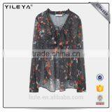 2017 Women Fashion Ruffle Blouses Custom Floral Printing Women Tops thumbnail-1