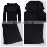 Ladies Blank Design Black Flare Sleeve Cropped Hoodie Wholesale thumbnail-3