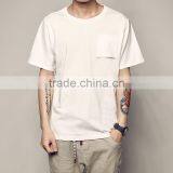 Cheap Bulk Custom Plain Thin White T-shirts With Pocket thumbnail-1