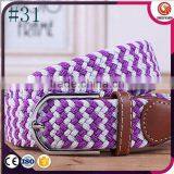 Mens Braided Woven Elastic Stretch Belt With Matching Leather Covered Buckle thumbnail-1