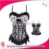 Classic Wholesale Front Three Bows and Lace Corset With Straps and Dots Printing Corset thumbnail-2