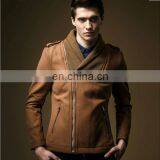 Winter Fashion Khaki Knitting Trim Men Wool Bomber Jacket With Zipper