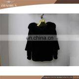 High Quality Black Rex Rabbit Fur Coat With Fox Fur Collar Garment Dyed Rex Rabbit Fur Jacket Clothing thumbnail-2