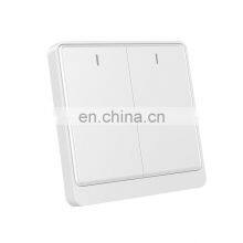 WiFi ZigBee Blue Tooth Remote Smart Switch Voice Timing Control EU Standard 2 Gang White Button Wall Switch Panel With Frame