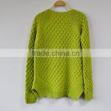 Pure Round Collar Pullover for Lady Olive Green Irregularity Lady Sweater thumbnail-2