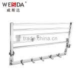 Wesda 90 Degree Rotation Bathroom Wall Towel Shelf With Hooks A0107 thumbnail-2