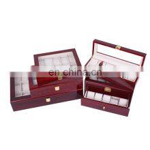 Factory Direct Supply Top Glass Luxury Wooden 2 Slots Watch Storage Box thumbnail-1