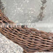 Indoor & Outdoor PE Rattan Round Side Table End Table With Glass Top, Brown Patio Garden Furniture for Sale thumbnail-3