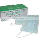 17.5x9.5cm Adult Single Use Non Woven PP 3ply Face Mask 25gsm+20gsm+20gsm White Blue Green Earloop