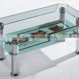 wholesale cheap tempered glass&metal tea end table living room table TA-011