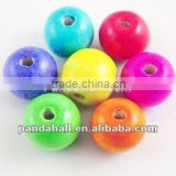 Multi Color Round Wooden Craft Beads in Bulk(TB095Y)