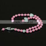 Latest Design 8mm Red Beads Necklace With Rhinestone and 4mm Small Bead Tassel Girl Necklace thumbnail-3