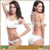 Women's Sexy Halter Ruffles Top Strings Bottom Bikini Sets Swimsuits