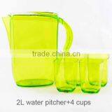 2 L Clear Drinking Water Juice Pitcher With 4 Cups, Transparent Plastic Pitchers
