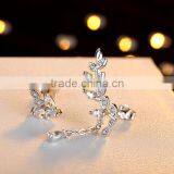 Korean Style 925 Silver Leaf Cuff Earrings With 2 Different Parts thumbnail-2