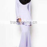 Light Purple Black Scarf White Lace Elegant Women Muslim Dress thumbnail-3