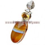 Botswana Agate Citrine Jewellery Sterling Silver Collar Necklace Real Gold Jewelry Wholesale High Quality Pendants