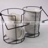 Set of Pitcher and 6pcs Bowl With Metal Rack,ceramic Bowl Set thumbnail-2