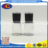 Clear Glass spice jar pepper grinder/pepper mill with plastic lid