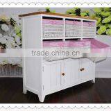 Antique White Wooden Cabinet With Willow Drawers for Home Decoration thumbnail-4