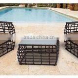 Cheap rattan wicker modern square table sofa chair set