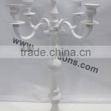 Wedding White Candelabra 5 Light With Flower Bowl( Optional) / Aluminium Candelabra for Decoration 90 Cms thumbnail-6