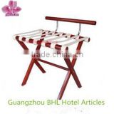 Hotel folding wooden luggage rack with PU leather strips