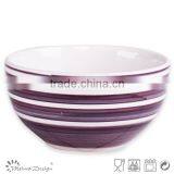 Stoneware Bowl With Blue Vertical Stripe Manufacturer Handpainted Striped Cereal Bowls thumbnail-2