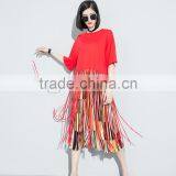 Guangzhou Clothing OEM o Neck Half Sleeves Black Long Tassels Tshirt thumbnail-3