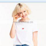 Lovely Heart Pattern Design Custom Printing 100% Cotton Custom O Neck Women White t Shirt thumbnail-2
