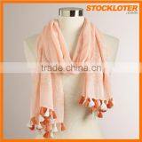 Wholesaler Fashion Scarf Stock Ladies Tassels Scarf Inventory, 150716Vd