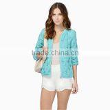 HAODUOYI Women Zip Front Lace Embroidery Jacket Base Ball Style Sport Blazer thumbnail-4