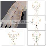 High End Finger Chain Ring Bracelet, Custom Wedding Bracelet for Bridesmaids, Cheap Pink Ctrystal Lucky Love Finger Bracelet thumbnail-2