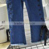 2-7 Years Wholesale 2017 Hot Selling Girls Denim Bow Pants Autumn Holes Fashion Girls Jean Flare Pants thumbnail-5