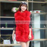 CN-R-5 100% Real Fox Fur Vests & Waistcoats Long Coat Lady thumbnail-5