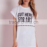 Women Custom Rolled Sleeves White t Shirt,elongated t Shirt Wholesale China thumbnail-2