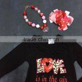 2016 New V-days Design Valentine's Day Dress Girls Kids "Love" Long Sleeves Ruffle Party Dress With Matching Accessories Set thumbnail-2