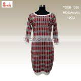 Plaid Jacquard 100%Acrylic Fashion Lady Dress Sweater thumbnail-1