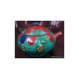 Turquoise Copper High Quality Handmade Teapot Tibetan Nepal thumbnail-1