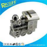 Zinc Alloy Silver Train Coin Bank