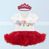 2017 Baby Birthday Party Set,cartoon Baby Set, Short Sleeve, Roomper+headband From 1to 2 Years thumbnail-1