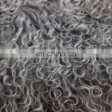 Mongolian Lamb Fur Rug Blue Curly Hair 100% luxury Lambskin Long pile curly hair rug