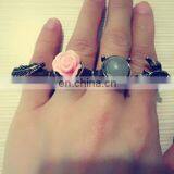 Luxuries Wedding Copper Palm Rings Rose Gold Plated CZ Zircon Ring Girls Lovers Prong Setting Rhinestones Four Fingers thumbnail-3